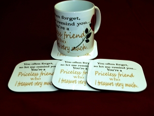 Hardboard Coaster and 10 oz Ceramic Mug Set